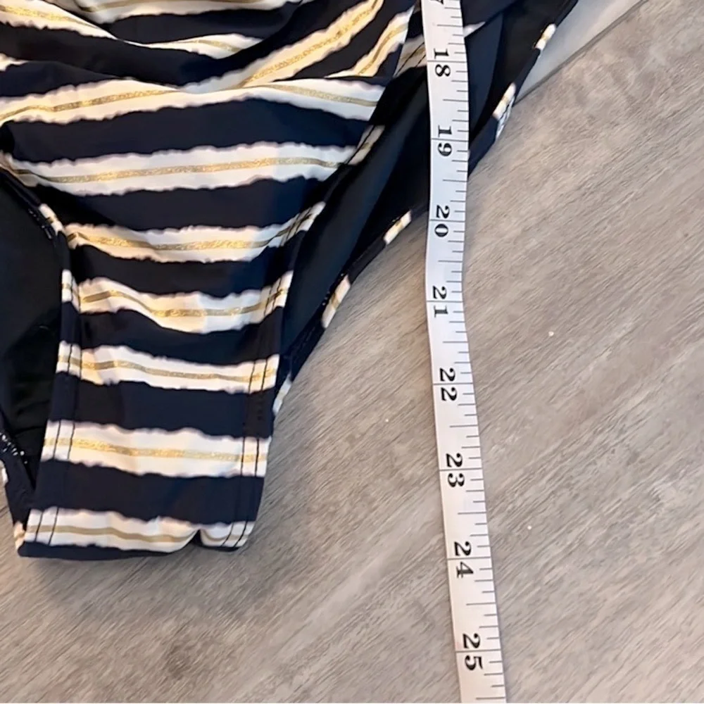NipTuck,Joanne Twist-Front, Gold-Striped One-Piece, Excellent Condition, Size 6